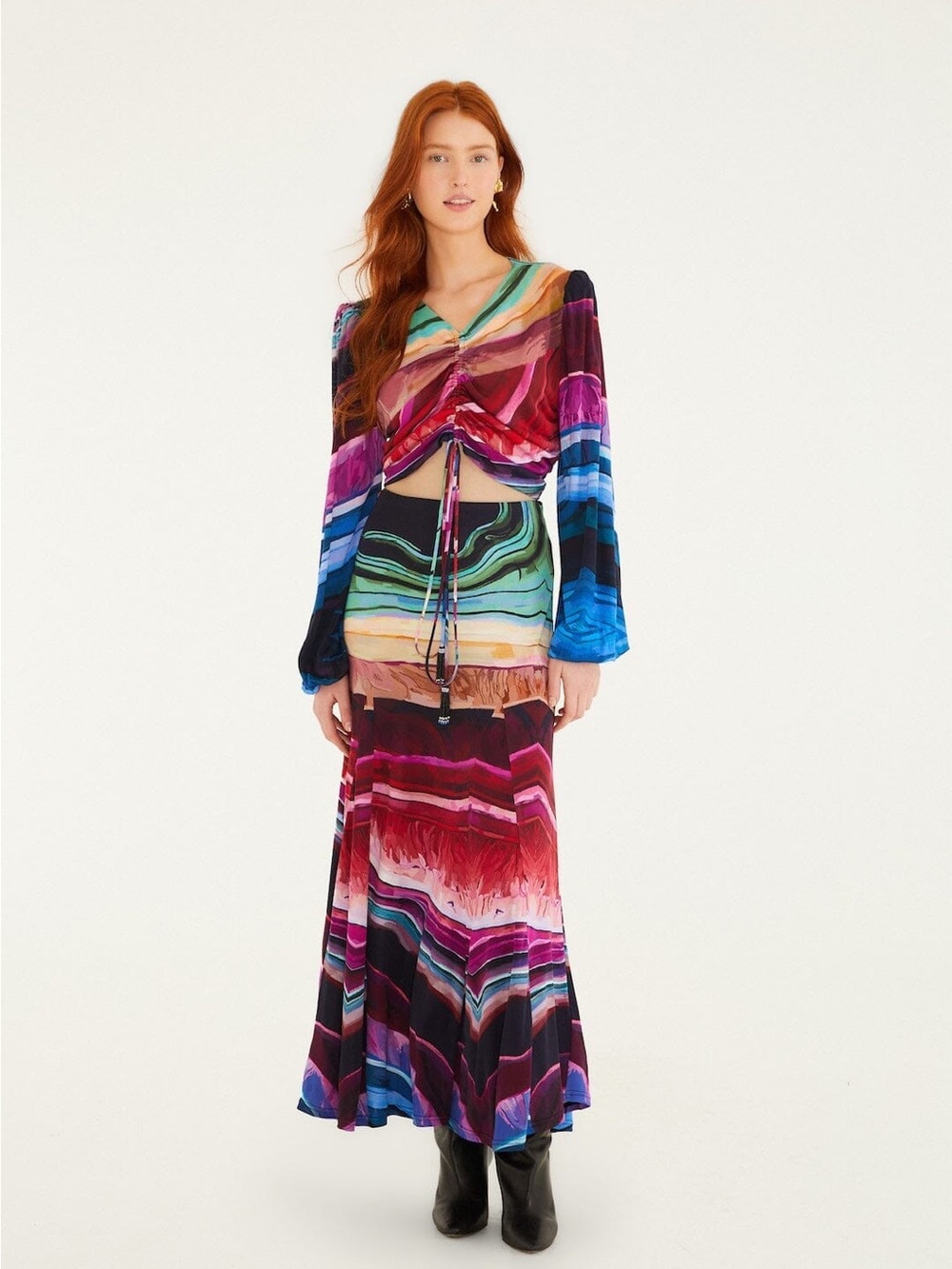 NWT Farm Rio Multicolor Precious Gems Maxi Skirt M